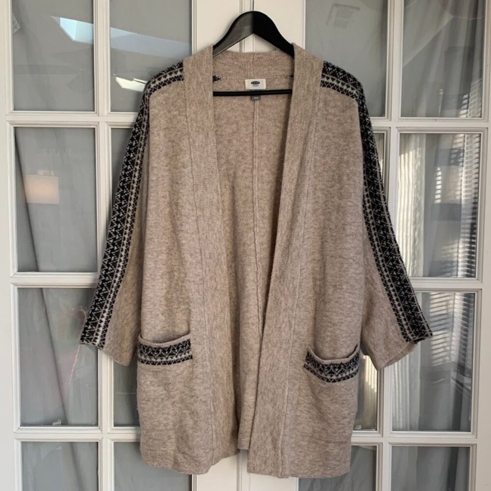 Old Navy Diamond Pattern Detail 3/4 Sleeve Longline Cardigan